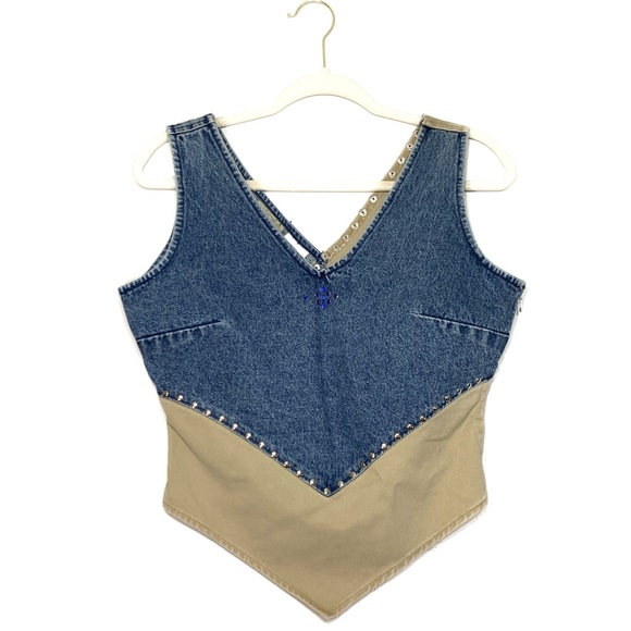 Wrangler Tops - Vintage Wrangler Crop Top Denim Stud Rhinestone